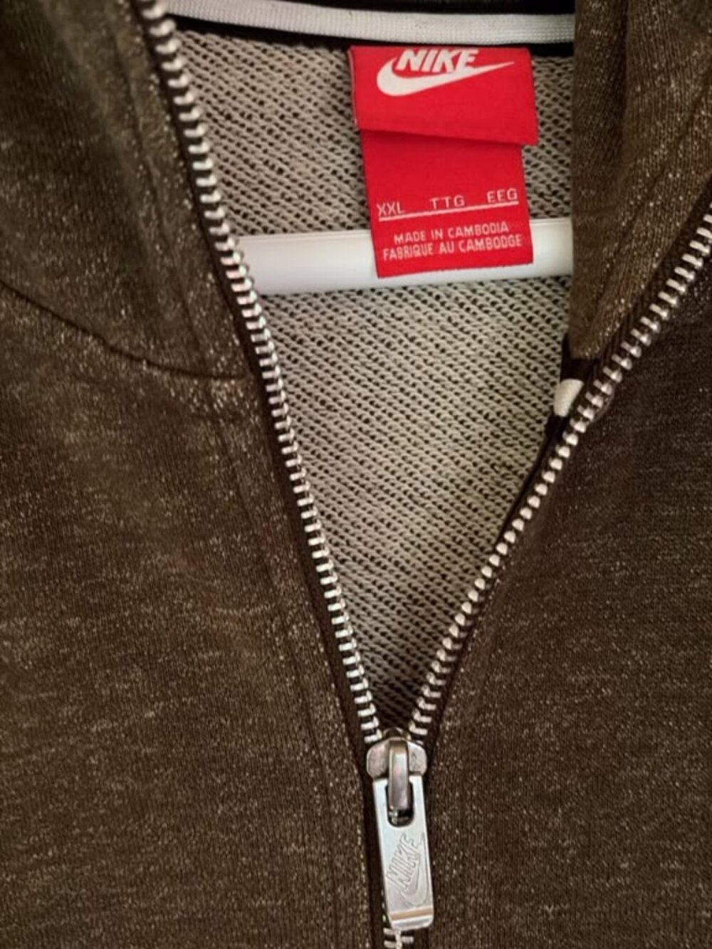 Nike Sportswear Club Fleece Full Zip Hoodie Olive Green Men's XXL - Picture 3 of 3
